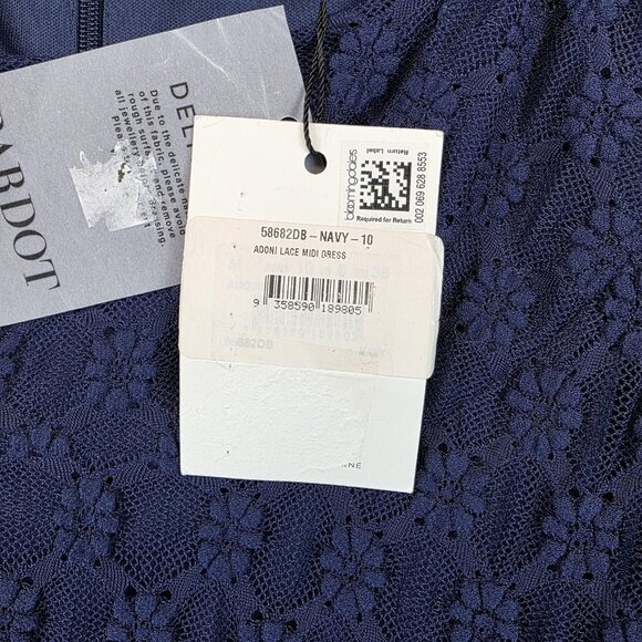 Bardot Dress Womens US 6 Navy Adoni Lace Midi Long Sleeve Floral Evening Formal - Picture 9 of 15